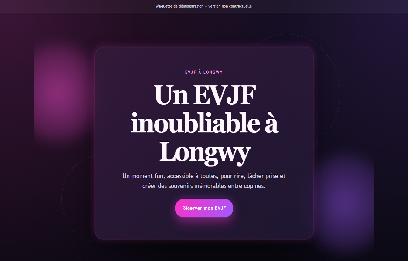 Lady Pole Dance EVJF landing page mockup screenshot